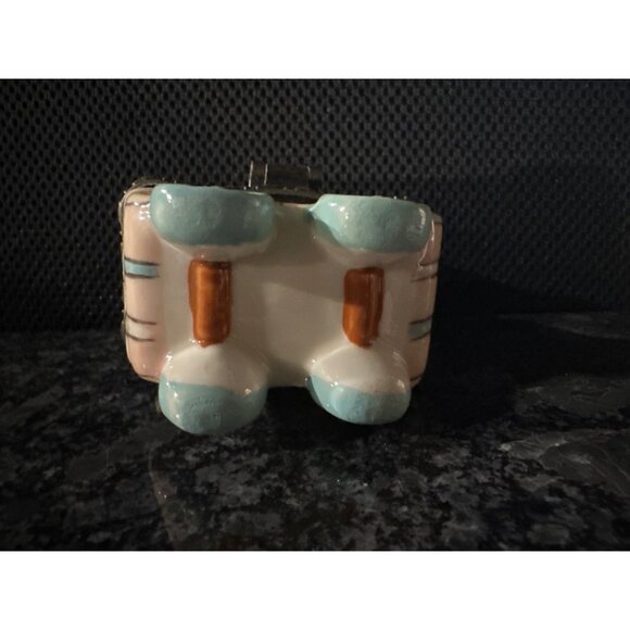 Ceramic Baby Carriage Trinket Box With Hinged Lid - Picture 8 of 10